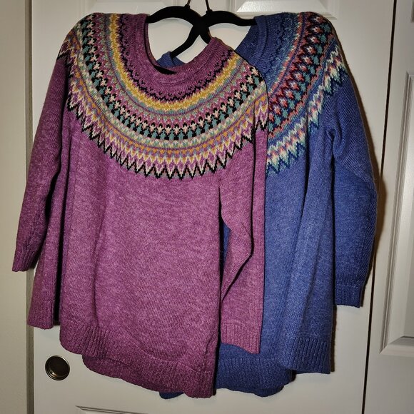 CJ Banks Fair Isle Sweater Argyle Nordic Print Pink Blue Lot of 2 Womens 2X Cozy - Picture 2 of 11